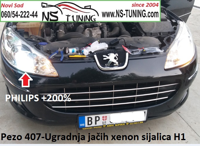 pezo 407 ugradnja jakih xenon sijalica h1 t10 led pozicije novi sad ns tuning slaba svetla